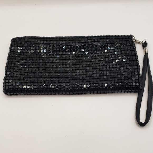 RSVP Black Metal Mesh Formal Wristlet Clutch EUC - Picture 1 of 7